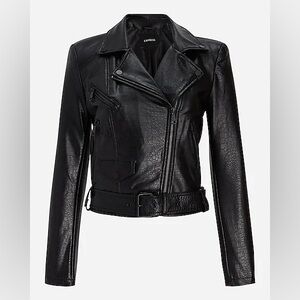NWOT Sold Out Express Croc Faux Leather Cropped Moto Jacket